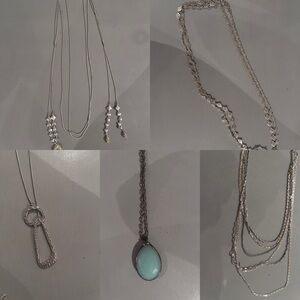 Set of 5 silver toned necklaces - 4 long and 1 short (various ways to wear)